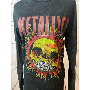 Metallica Long Sleeve Sun Skull Pushead Shirt size Small Tie Dye 80s Rock Band
